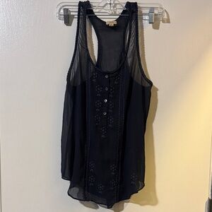 Aerie dark blue Sheer Floral Tank Top